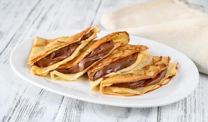 Chocolate pancakes on a plate